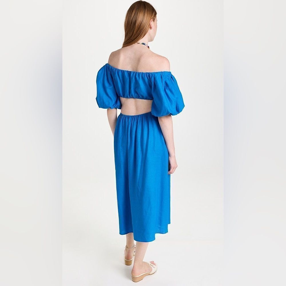 Farm Rio  Blue Tie Knot Midi Dress Small - Picture 3 of 10